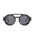Steampunk Sunglasses Men Women Classic Sun Glasses with Side Leather Round Eyewears Punk UV400 Lens Vintage Fashion
