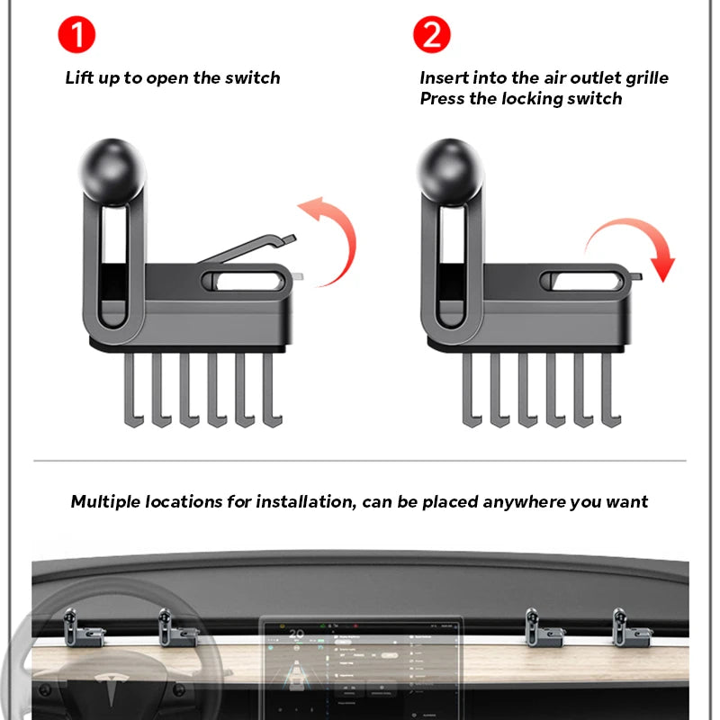 For Tesla Model S X 3 Y Car Cell Phone Mount Adjustable Bracket at air conditioning vents Phone Support Holder for air outlet