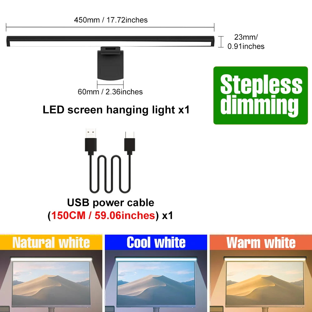 Led Monitor Light Bar Screen Hanging Light Desk Lamps Monitor For PC Gaming Lighting Study Eye Protection Dimmable Office Home