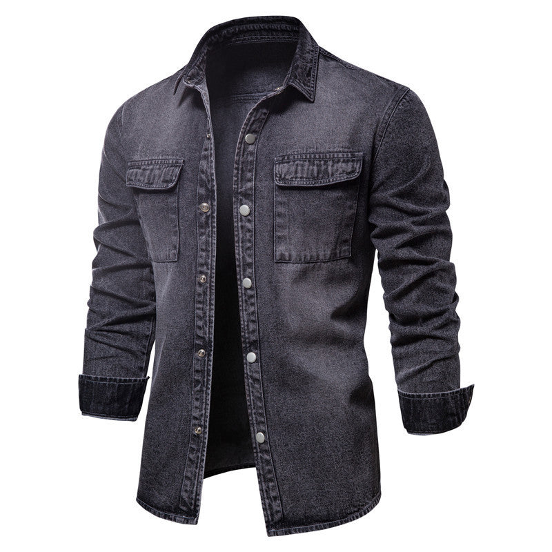 Vintage Jacket European Size Lapel Washed Denim Top