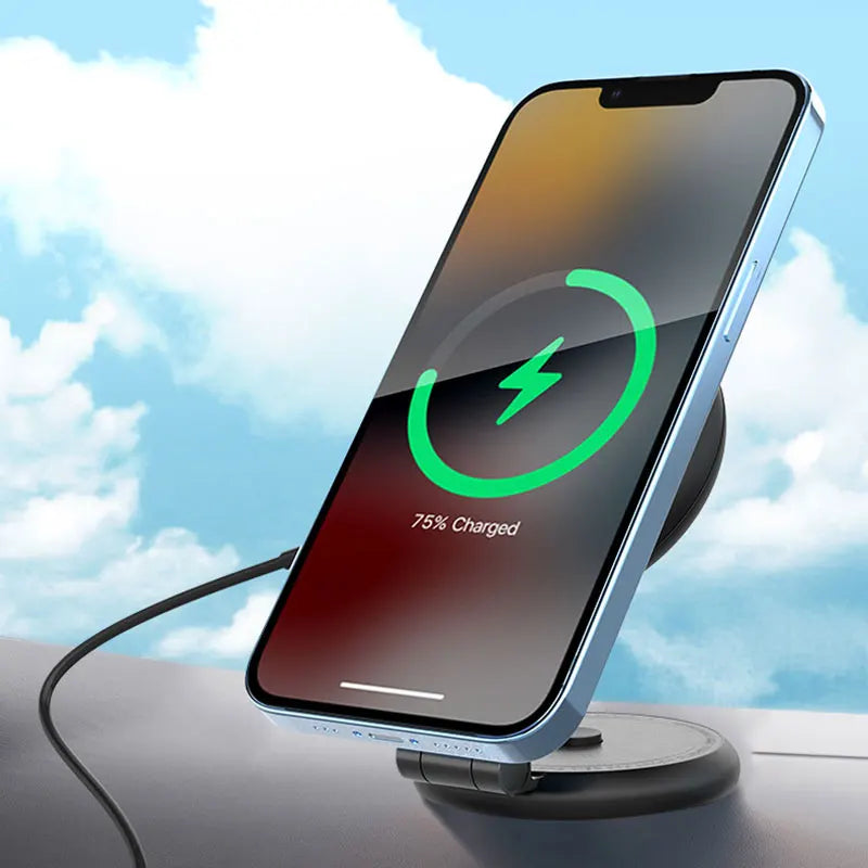 Magnetic Car Phone Holder - Wireless Charger 360 Rotation