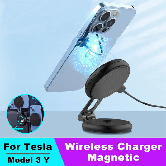 Magnetic Car Phone Holder - Wireless Charger 360 Rotation