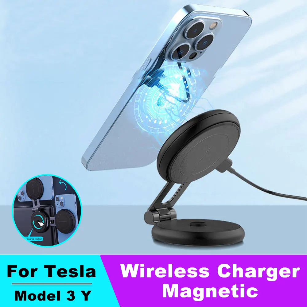 Magnetic Car Phone Holder - Wireless Charger 360 Rotation