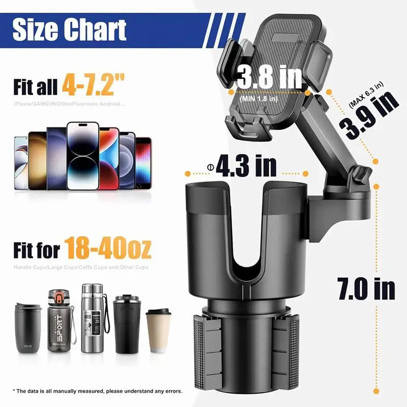 Car Cup Holder Phone Mount Rotatable Car Drink Holder Cell Phone Cup Holder Car Mount Multifunctional Car Cup Holder Expander