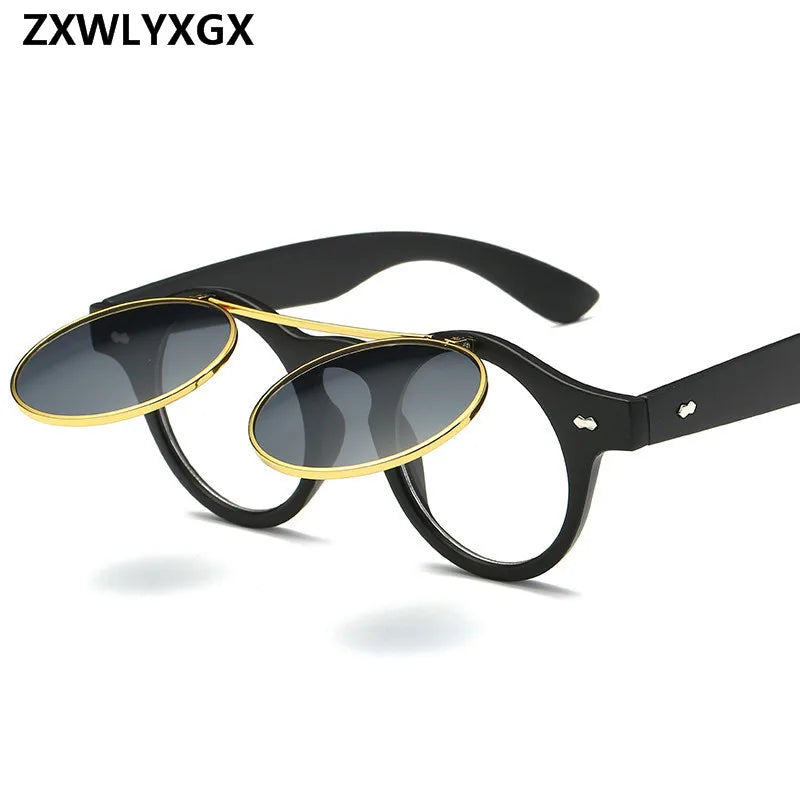 Fashion Retro Round Steampunk Sunglasses Men Brand Designer Vintage Steam Punk Sun Glasses Women oculos gafas de sol