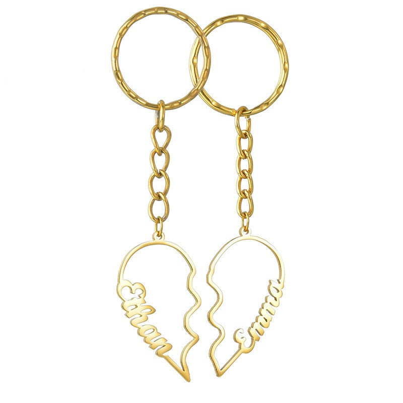 DIY English Letter Stainless Steel Keychain