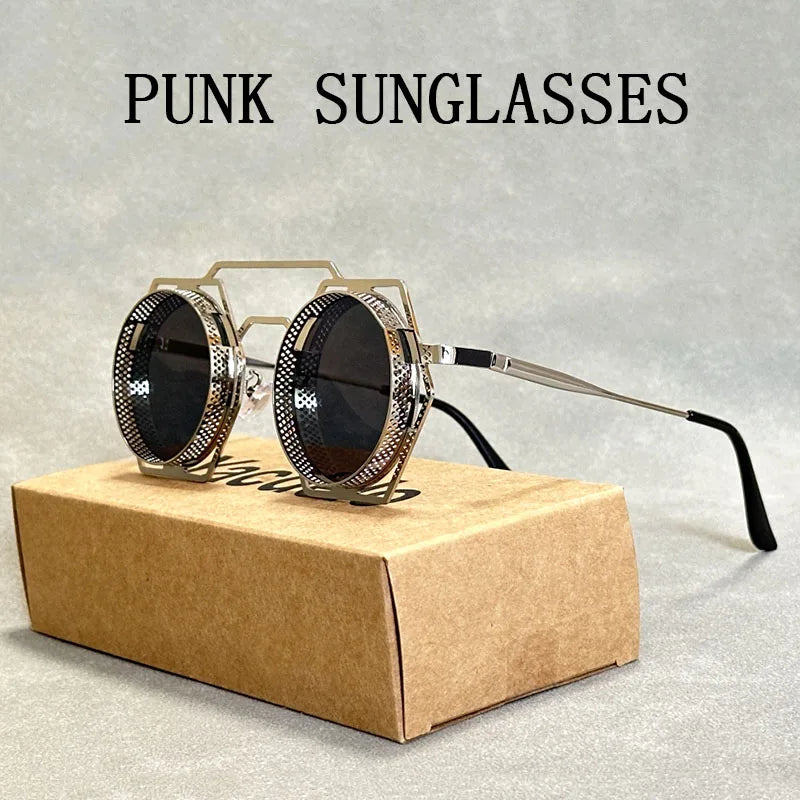 Metal Steampunk Sunglasses For Men Vintage Dropshipping Round Punk Sunglasses Women Retro Fashion Glasses Gafas De Sol Hombre