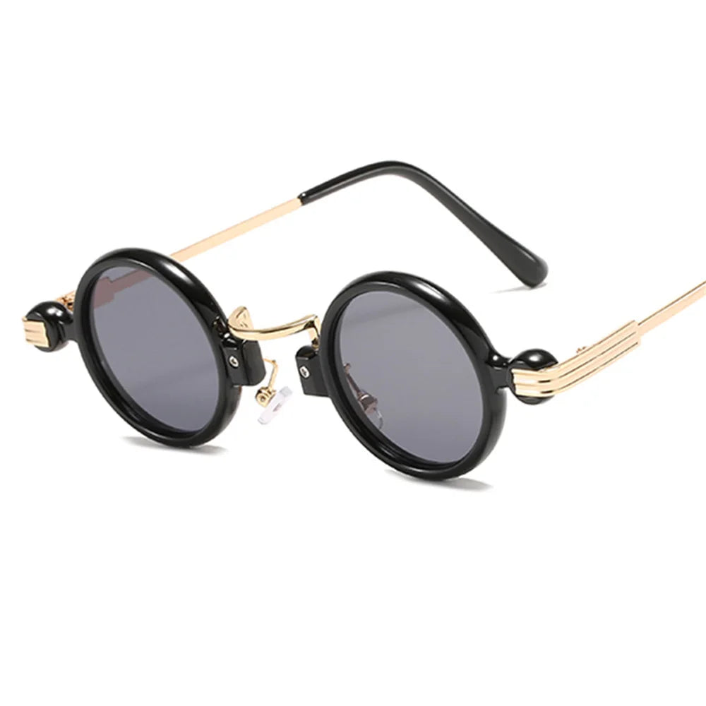 Vintage Steampunk Sunglasses Round Metal Frame For Men Women Personality Fashion Hip Hop UV400 Eye Protection Glasses New 2024
