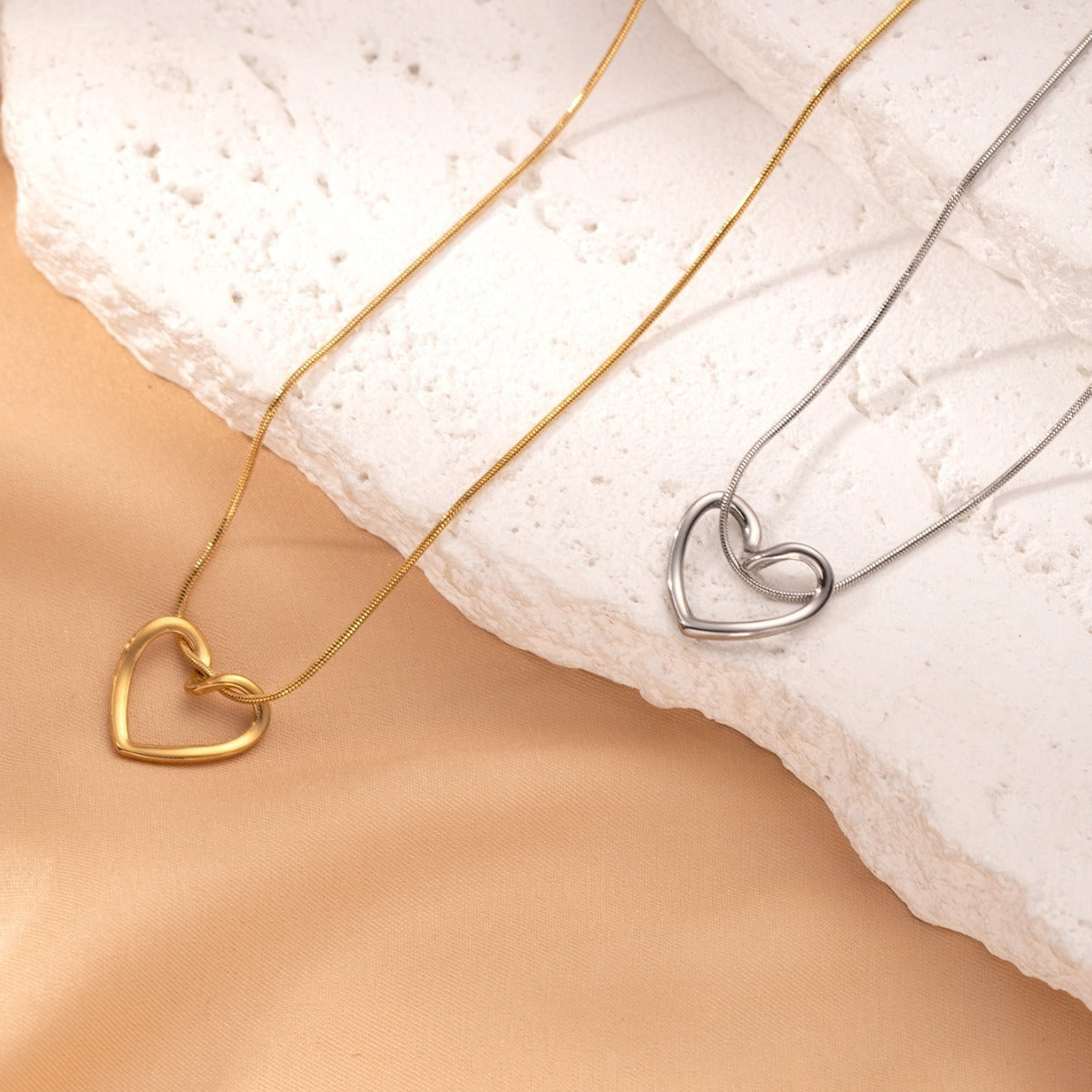 Hollow Heart Pendant Stainless Necklace