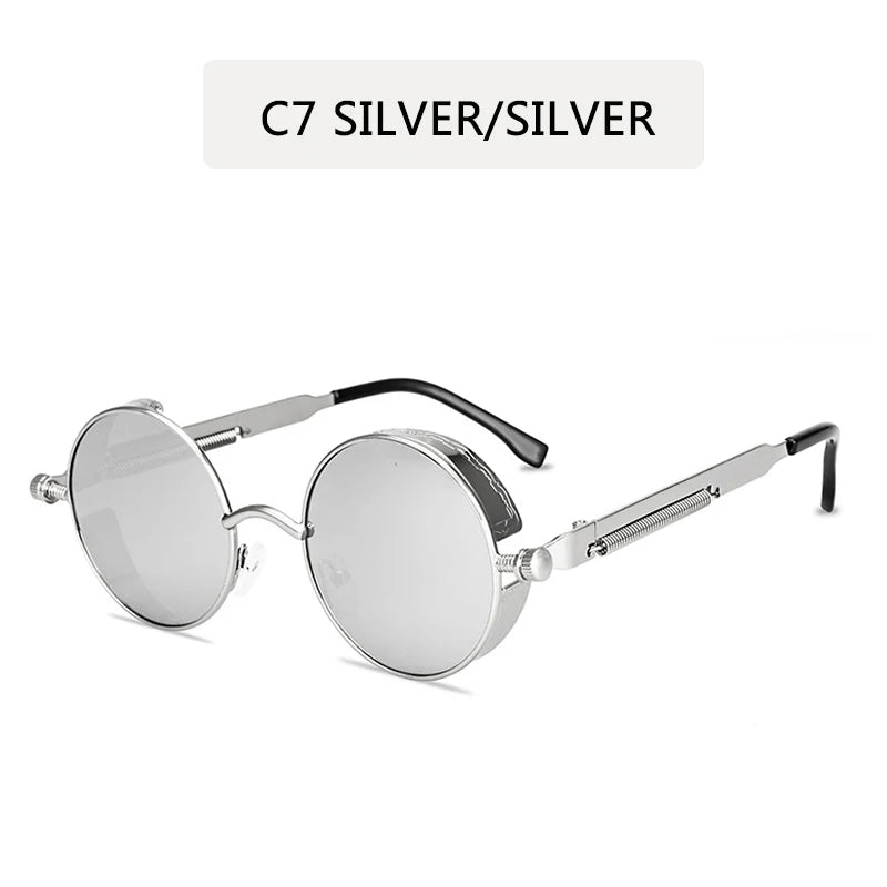 Metal Steampunk Sunglasses Men Women Fashion Round Glasses Brand Design Vintage Sun Glasses High Quality Oculos de sol