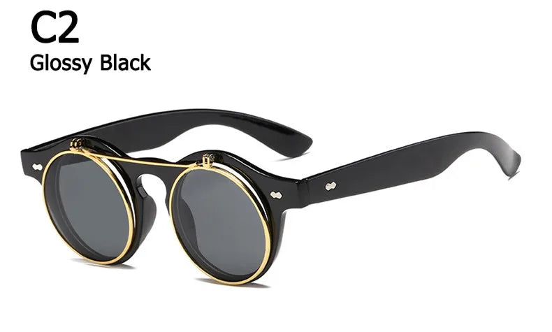 Fashion Retro Round Steampunk Sunglasses Men Brand Designer Vintage Steam Punk Sun Glasses Women oculos gafas de sol