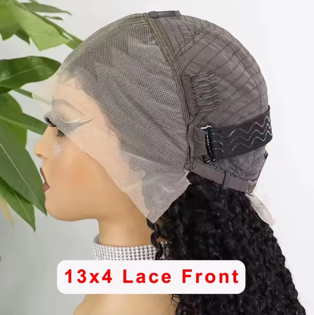 Deep Curl 13x4 Lace Front Wig – 100% Human Hair | 350% Density | 12”–22” | Glueless Natural Black