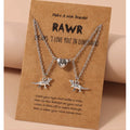 European and American Small Dinosaur Love Magnetic Button Necklace Set
