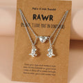 European and American Small Dinosaur Love Magnetic Button Necklace Set