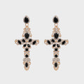 Rhinestone Alloy Cross Earrings